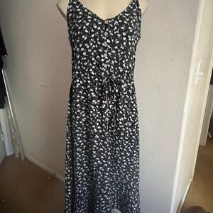 Casual Blue and Black Sleeveless Maxi Sundress